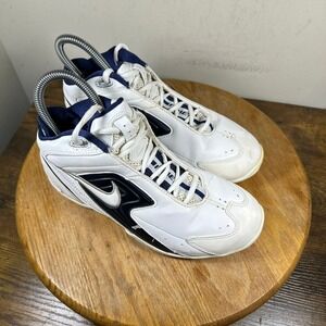 Nike Air Zoom Flight Womens Size 7 White Navy Blue Mid Top Sneakers 308648-114